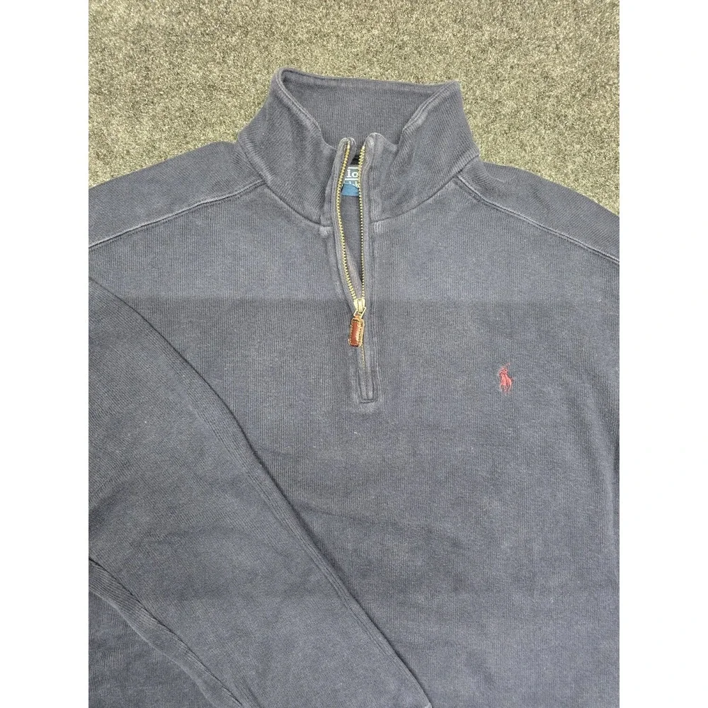 Polo Ralph Lauren Estate Rib Quarter Zip Pullover Sweater Mens XL Navy‎ Blue